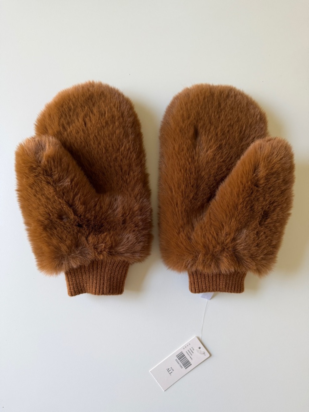 Anthropologie Faux Fur Mittens in Chestnut Brown